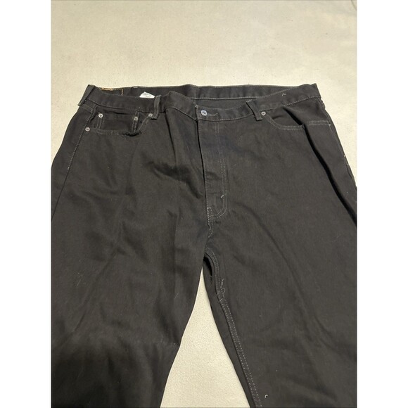 Levis 505 Jeans Mens 46x32 Black Casual Relaxed Straight Leg Denim Pants - Picture 3 of 11